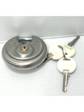 Chateau C 970 Stainless Steel Disc Padlock Circular Round Lock Keys Heavy Duty